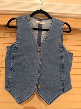 Mango Light Blue Denim Jacket with Navy Trim